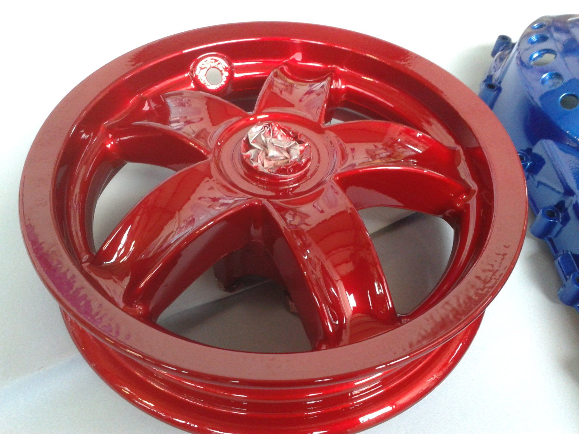 wheel coated in red colour