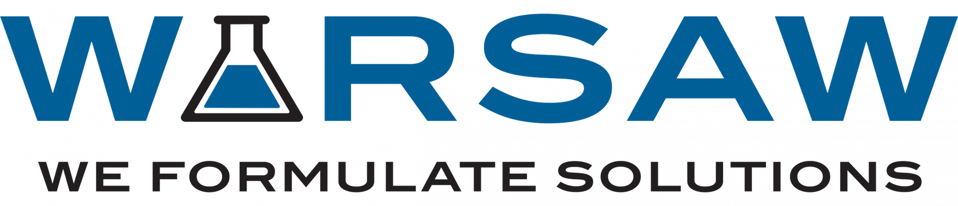 Warsaw logo with a beaker symbol within the letter 