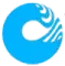 A blue circle with a wave in the middle on a white background.