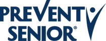 Logotipo "Prevent Senior" em azul marinho, com uma marca de seleção formando o "V" e um ícone de pessoa.