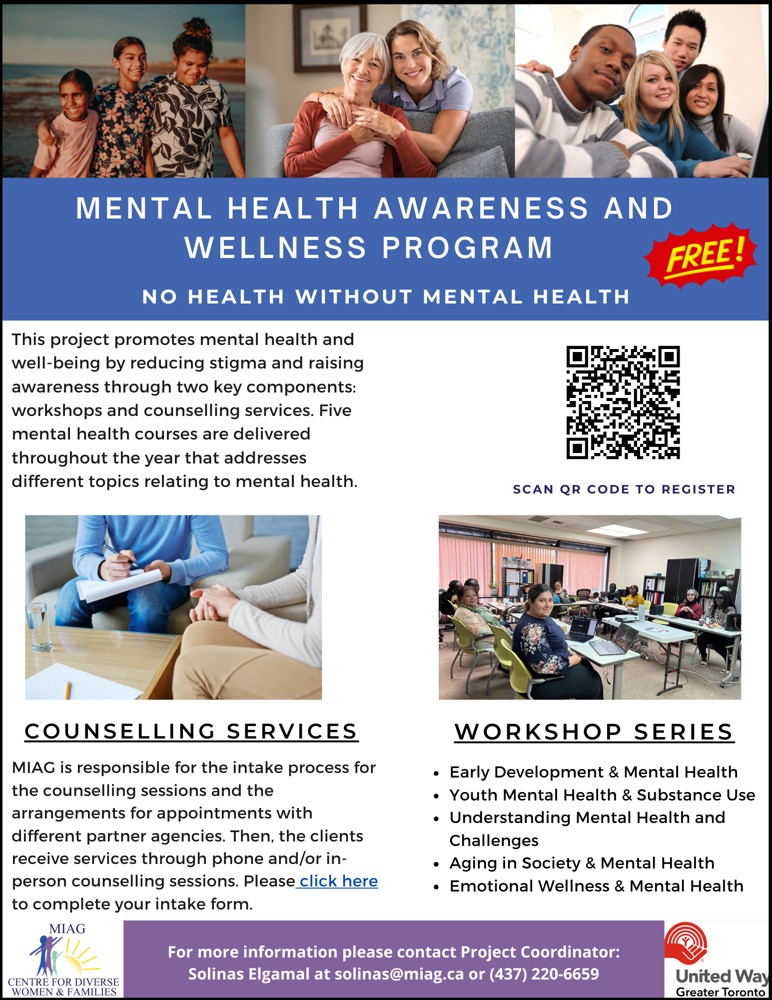A flyer for youth addictions and mental health.