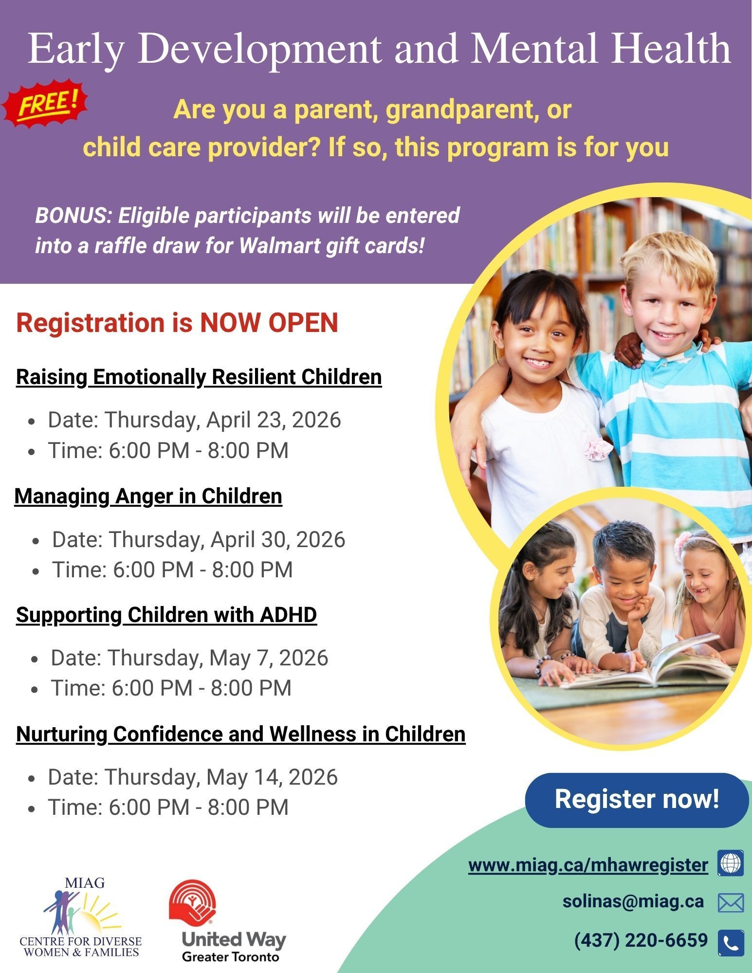 A flyer for Early Development and Mental Health.