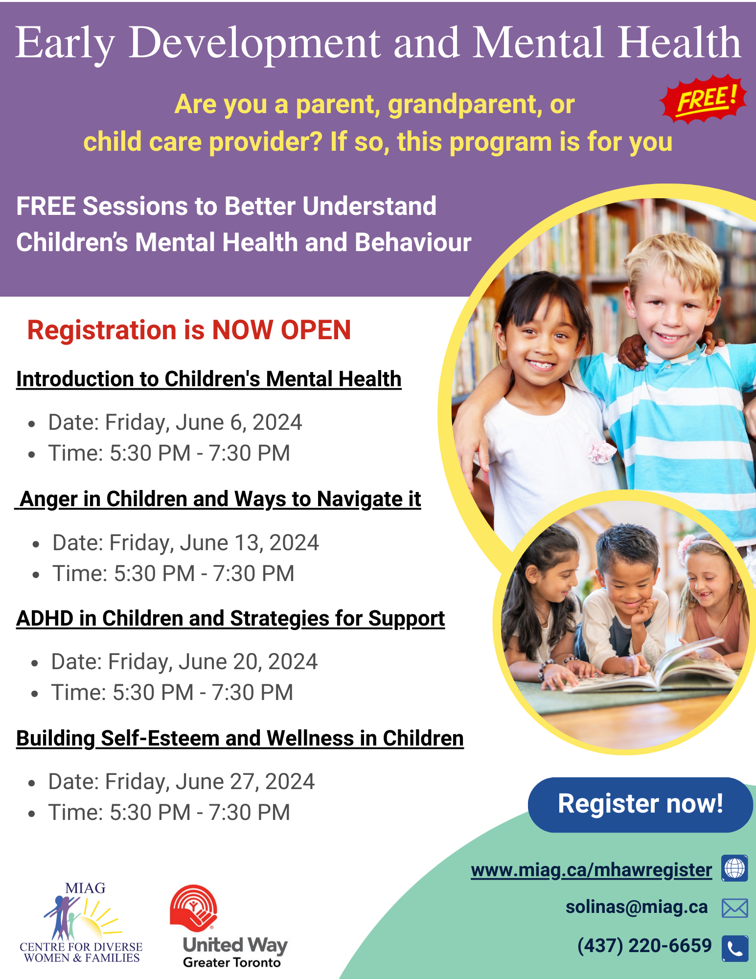 A flyer for a free Early Development and Mental Health course.