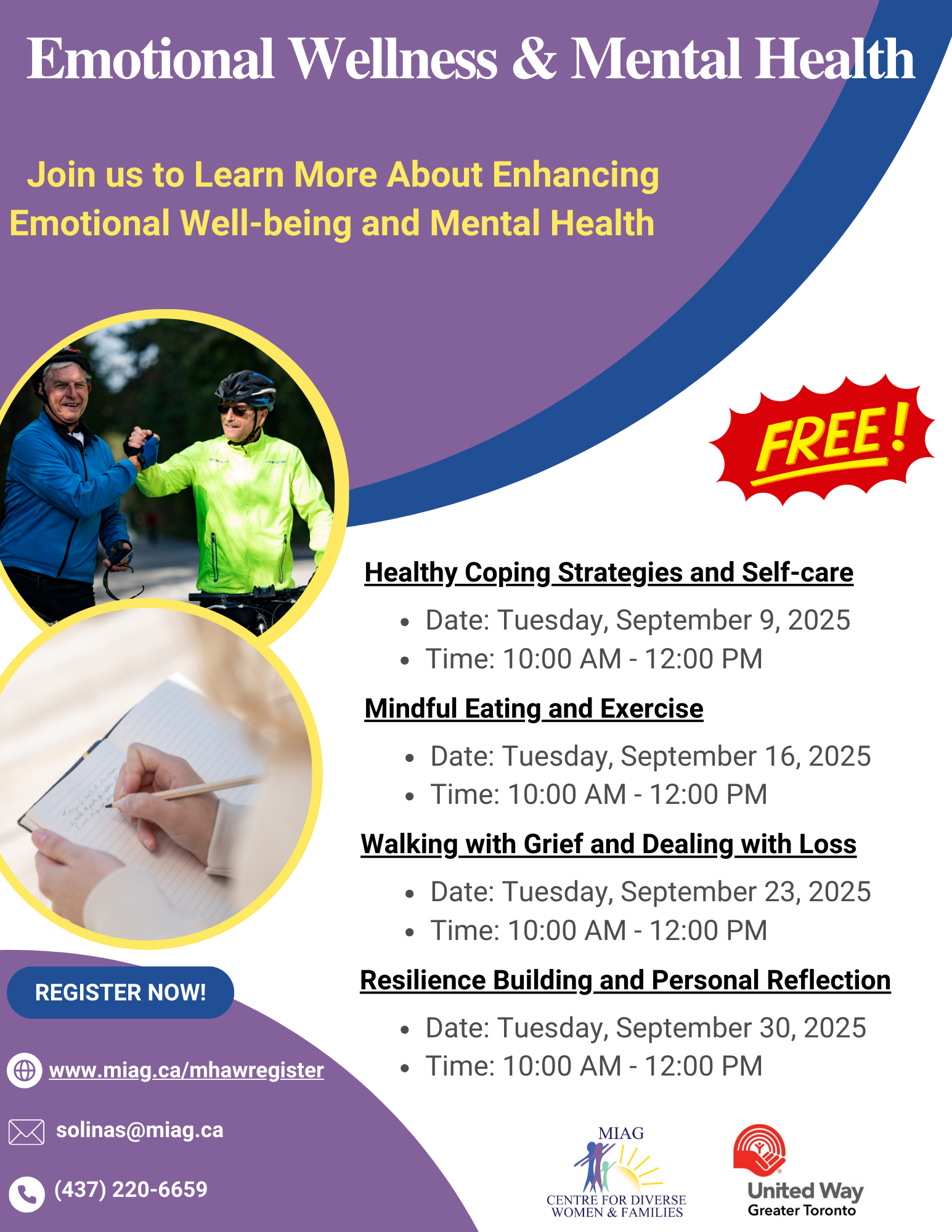 A flyer for emotional wellness and mental health registration is now open