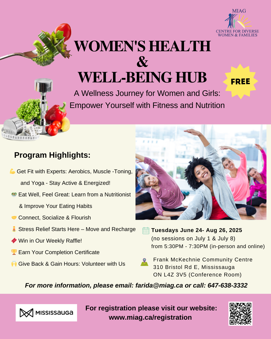 A flyer for a women 's health and well-being hub.