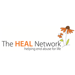 Logo for The HEAL Network, with orange 