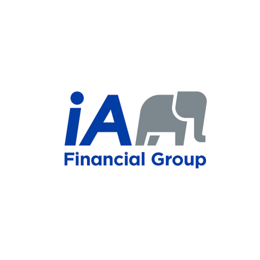 IA Financial Group logo with blue text and a grey elephant icon.