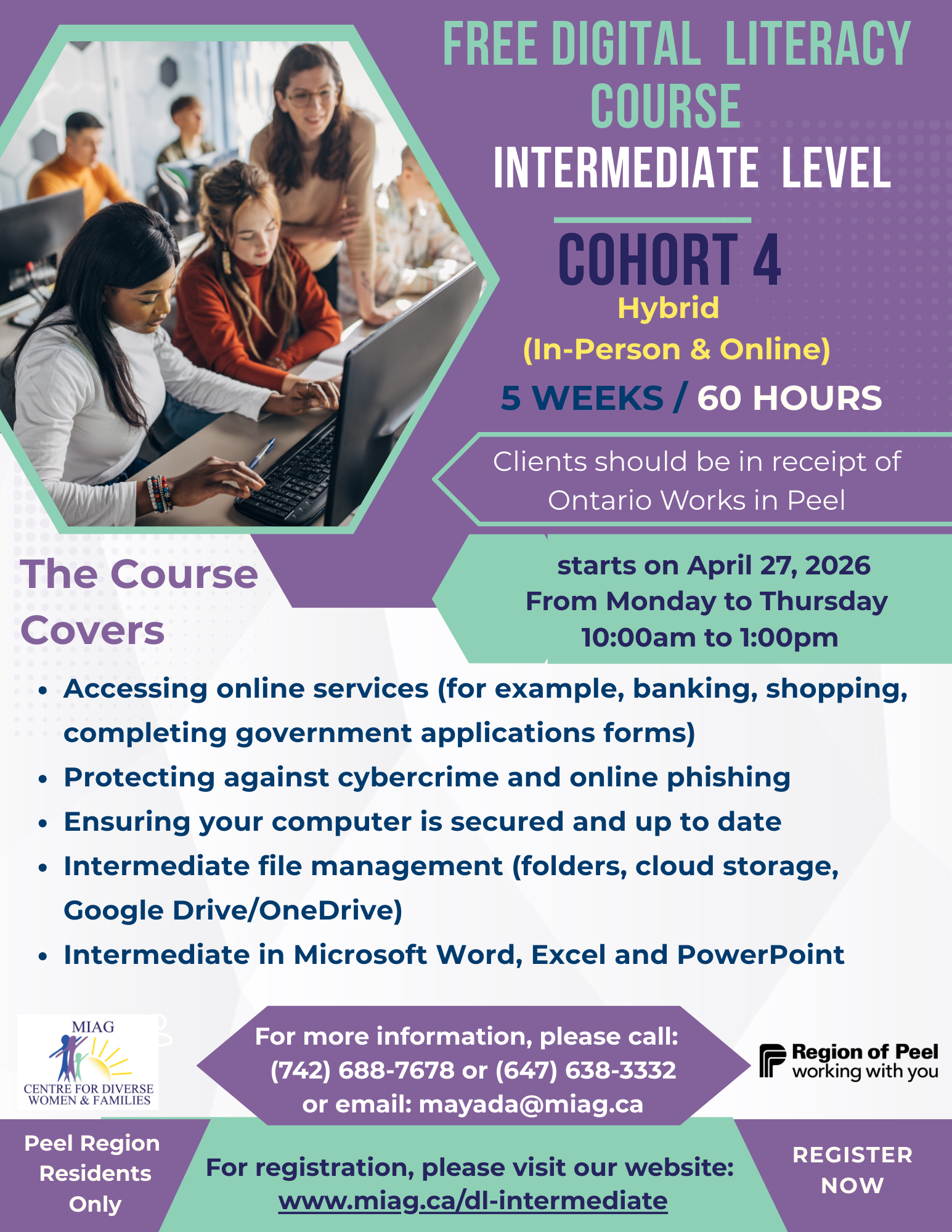 Flyer for a workshop on healthy family relationships and positive parenting, with a silhouette of a family at sunset.