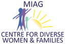 A logo for the miag centre for diverse women and families