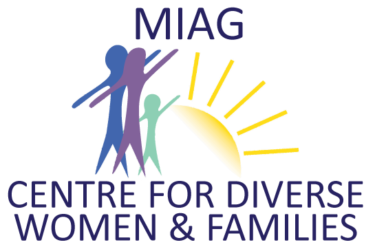 A logo for the miag centre for diverse women and families