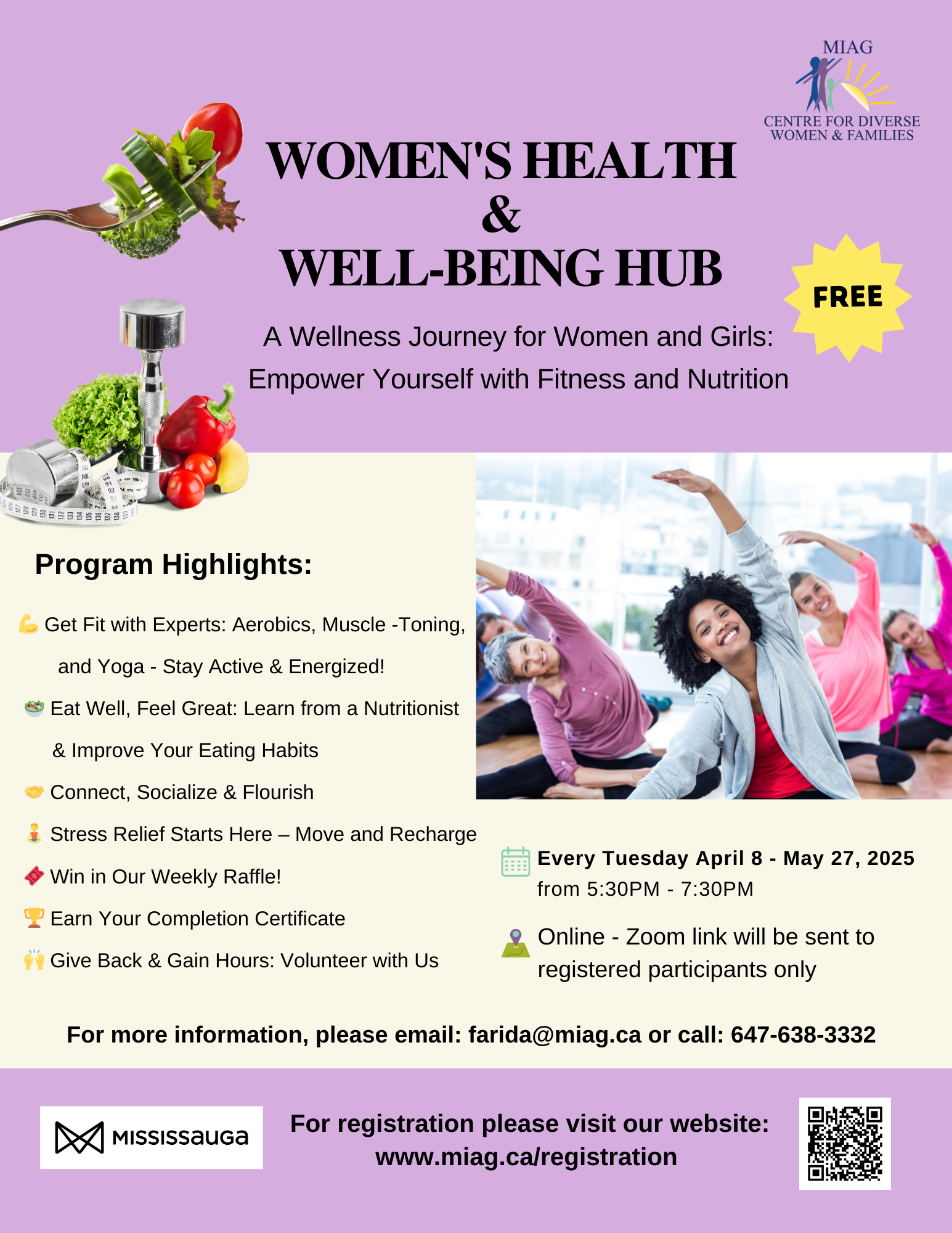 A flyer for a women 's health and well-being hub.