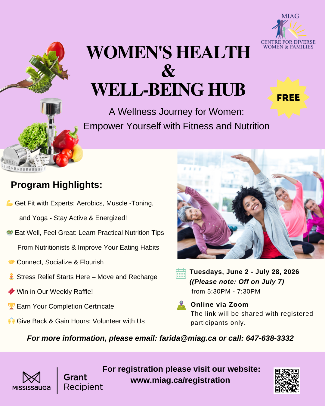 A flyer for a women 's health and well-being hub.