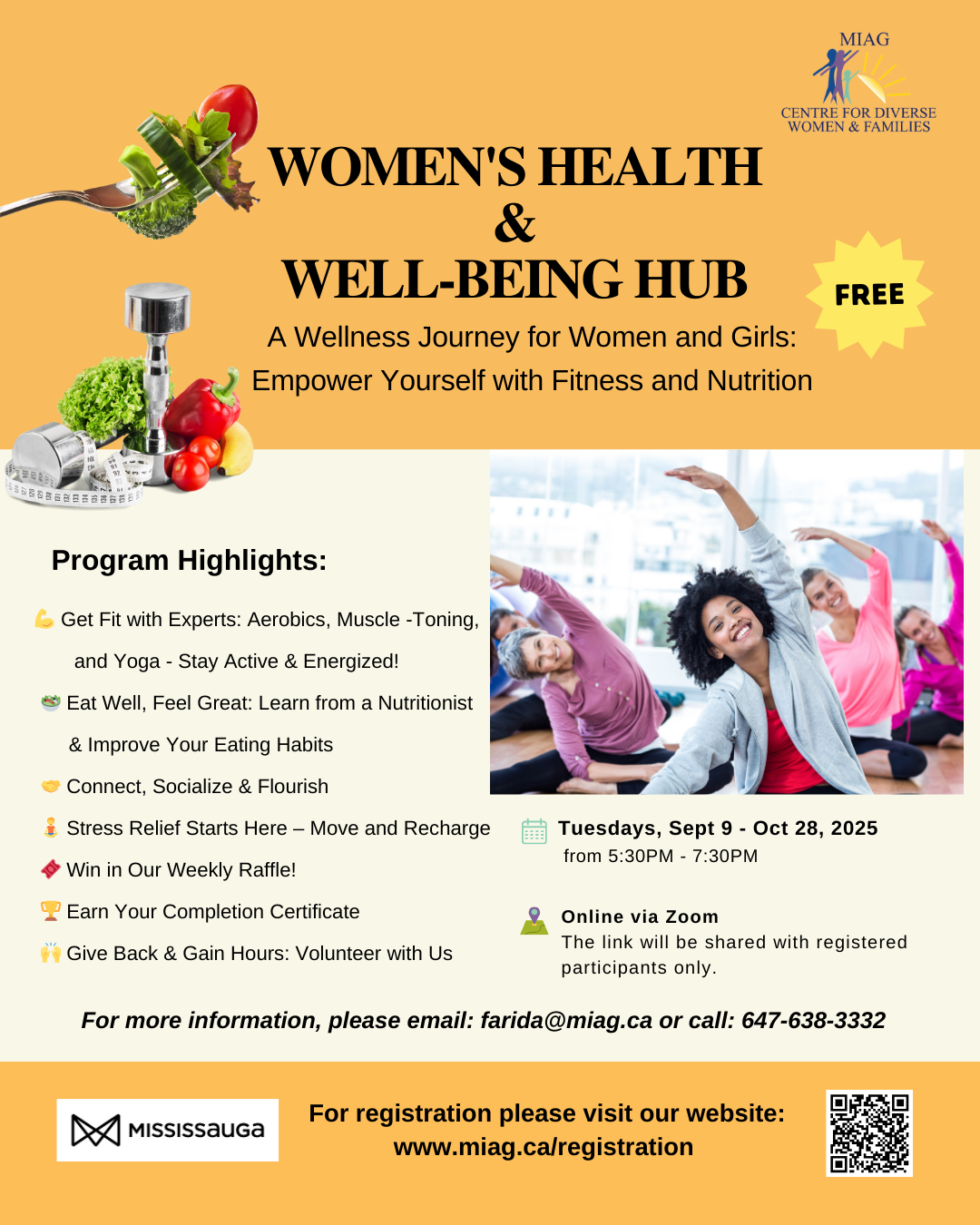 A flyer for a women 's health and well-being hub.