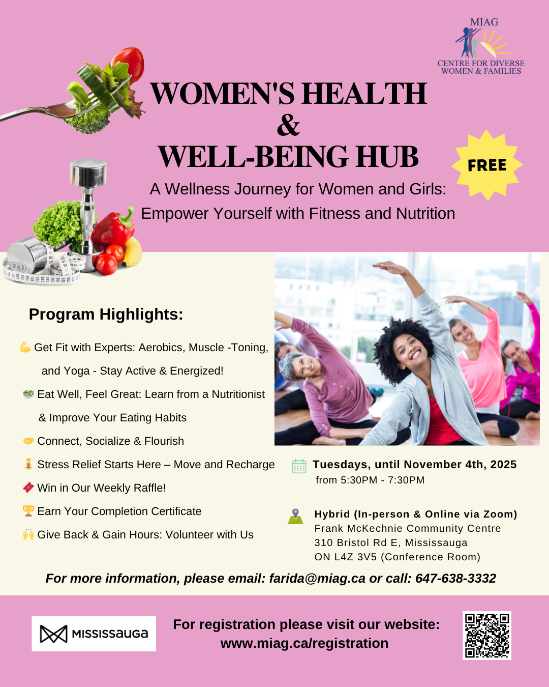 A flyer for a women 's health and well-being hub.