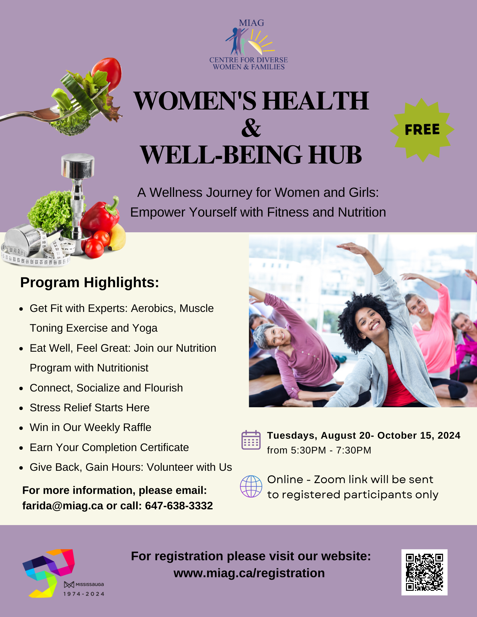 A flyer for a women 's health and well-being hub.