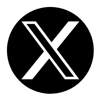 The letter x is in a black circle on a white background.