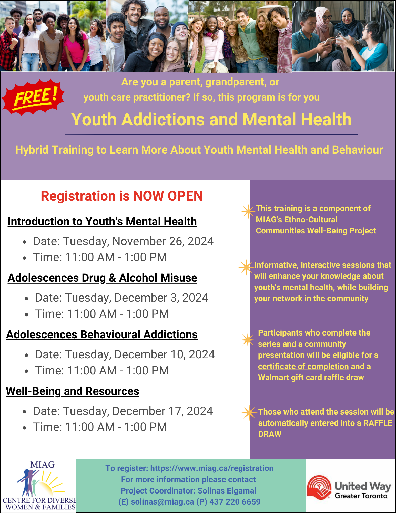 A flyer for emotional wellness and mental health registration is now open