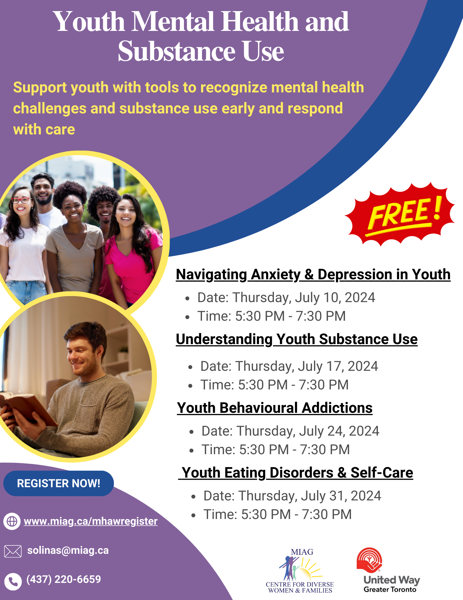 A flyer for Youth mental health and Substance Use.