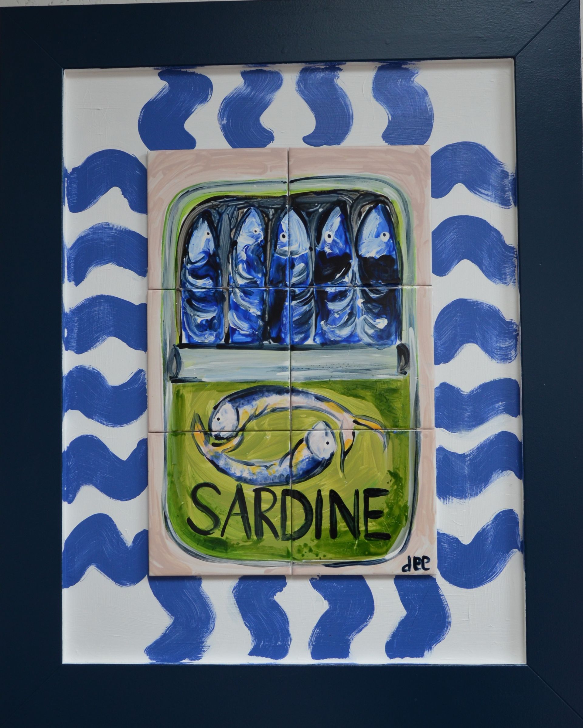 Tegeltableau dee blauw bloemen handbeschilderde tegeltjes afgebakken in oven keukendecoratie wanddecoratie keukendesign interieur kleurrijkwonen. tegeltableaus, tegelkunst, tegeltjekunst, wandtegels, handbeschilderde tegels. 