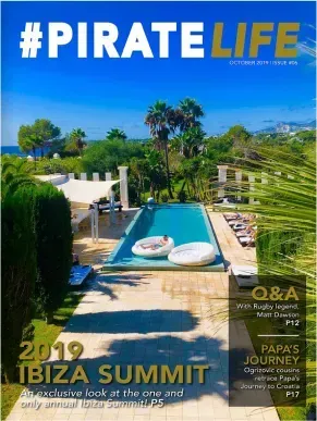 A magazine cover for pirate life with a pool on the cover