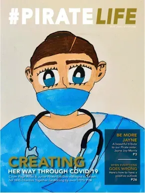 A cartoon of a doctor wearing a mask and stethoscope on the cover of a magazine.