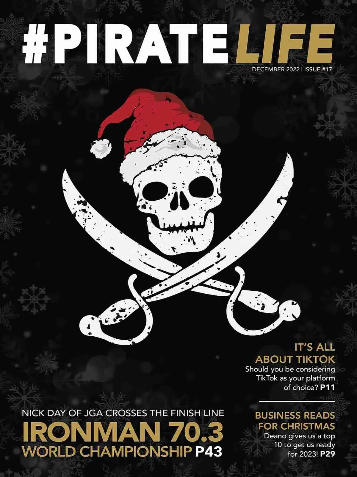 A pirate life magazine cover with a skull and crossed swords