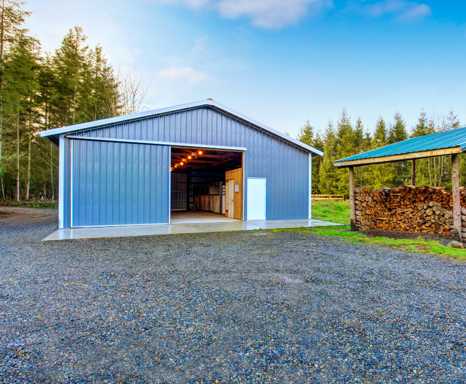 Gravel parking install  in front of pole barn in Medical Lake  WA