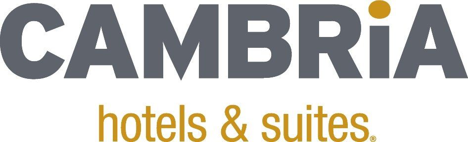 The logo for cambria hotels and suites is shown on a white background.