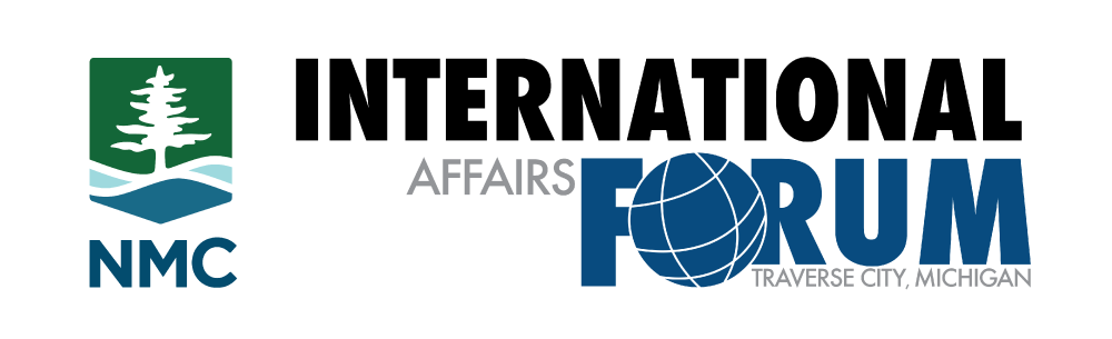 The logo for the international affairs forum in traverse city michigan