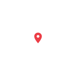A red pin with a white circle in the middle on a white background.