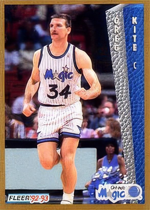 A man in a magic jersey is running on a basketball court.GF