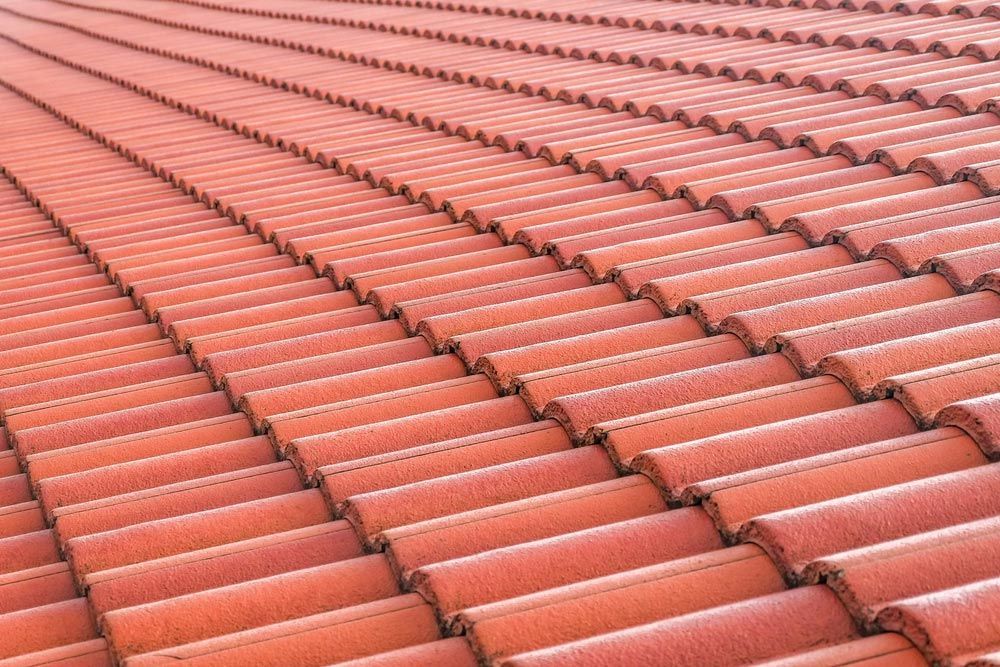 A Close Up of a Row of Red Tiles on a Roof — SRV Roofing in Noosa, QLD