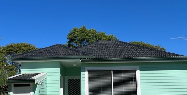 Green House With Black Roof — Expert Roofers in Maroochy River, QLD