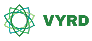 Green logo with intertwined shapes and the word VYRD.