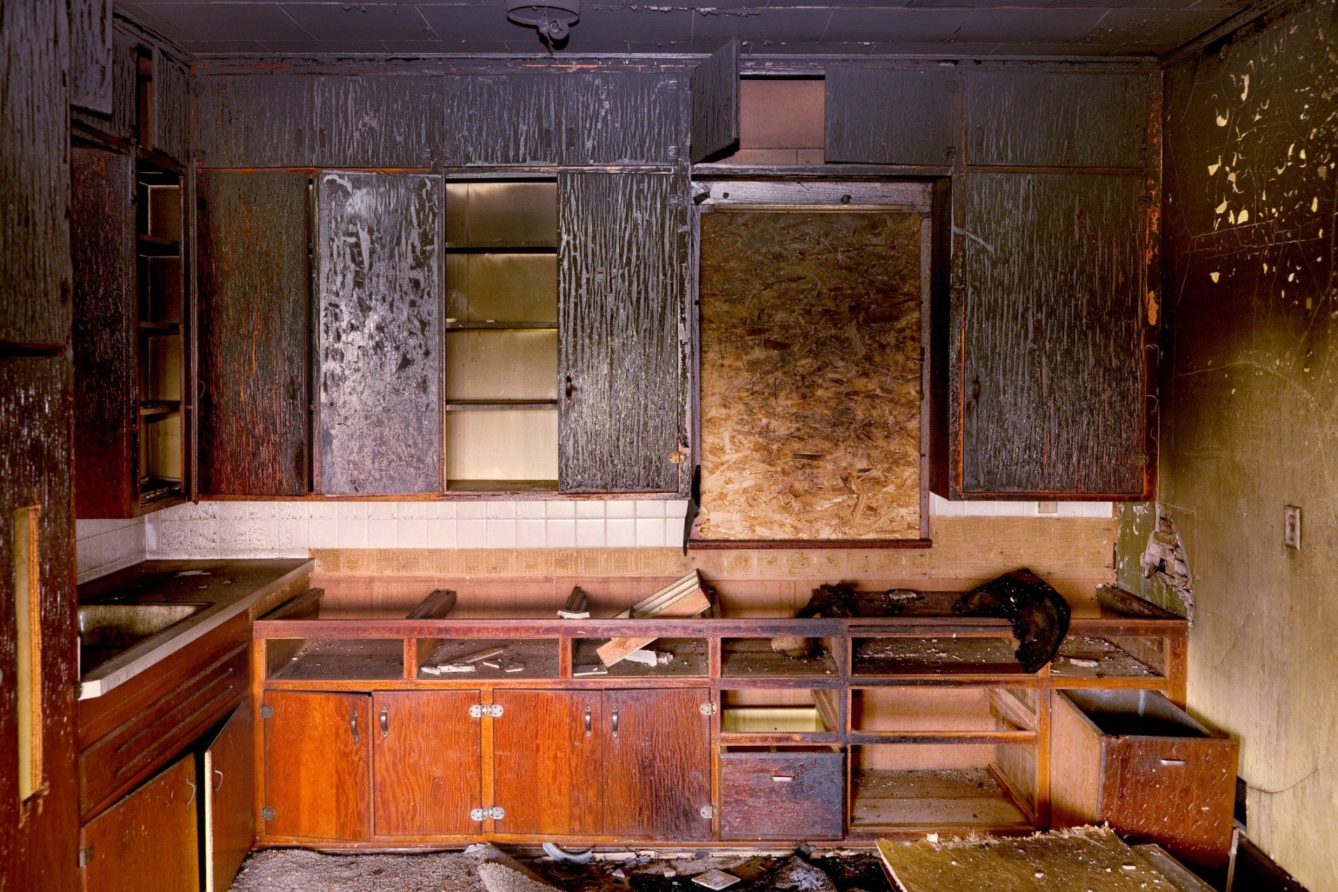 Kitchen with fire damage — Billings, MT — Big Sky Disaster Restoration