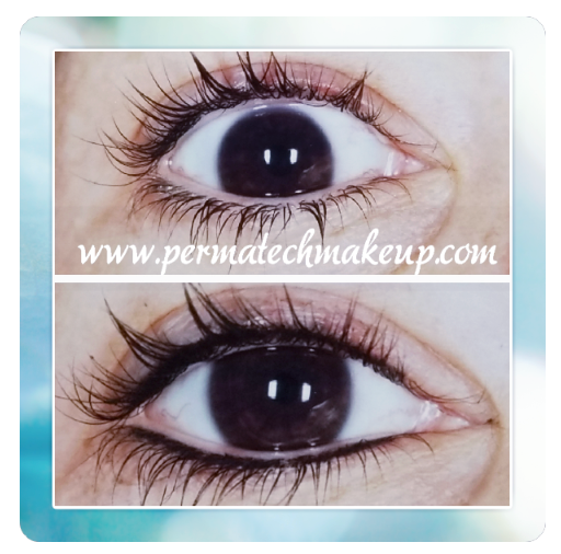 Two eyes with enhanced lashes, likely makeup. Website watermark visible.