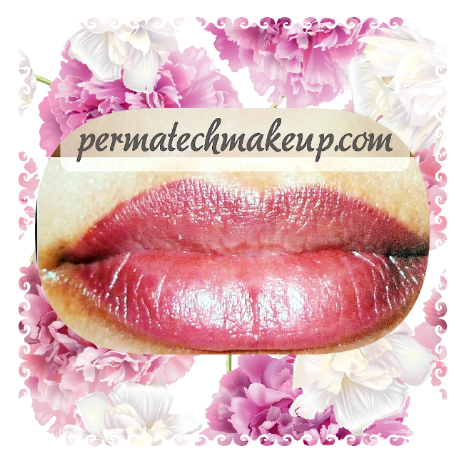 Close-up of full, glossy lips in a pink-red hue. Website 
