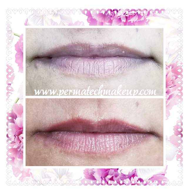 Top: Pale lips. Bottom: Same lips, darker, enhanced color.