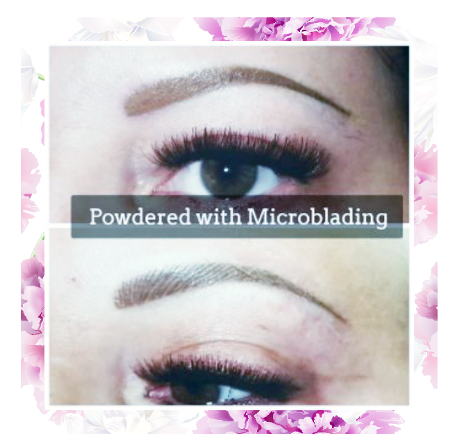 Close-up of eyes with enhanced eyebrows and eyelashes. Text overlay: 