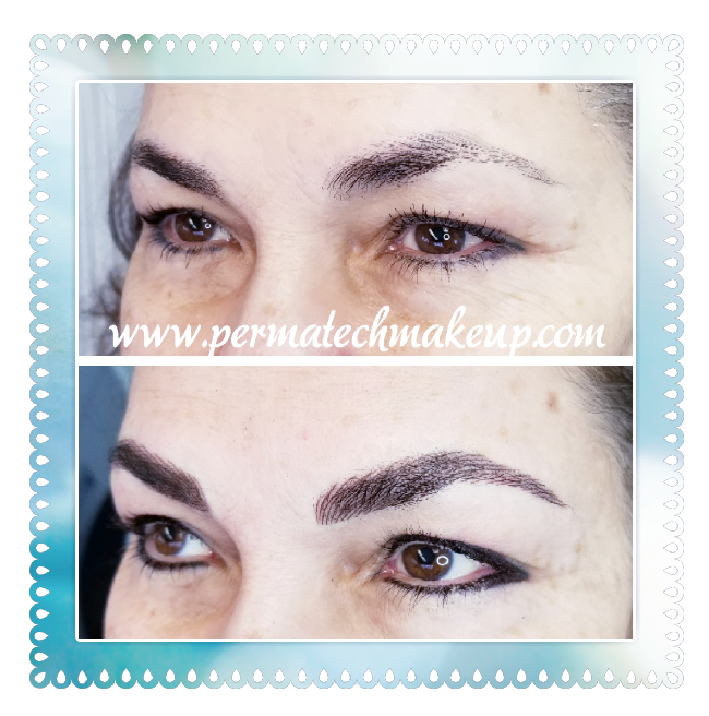 Before and after of eyebrows; darker, defined eyebrows in the bottom half; website watermark.