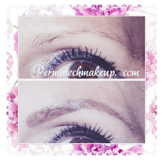 Before and after permanent eyebrow makeup.