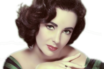 Woman with dark hair, green eyes, wearing a striped top, looking at the viewer.