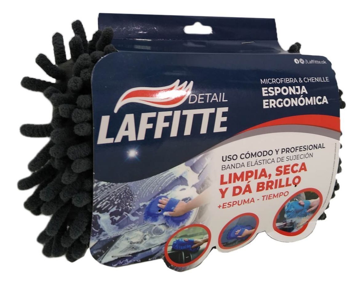 Esponja de lavado de coches de color negro con etiqueta.