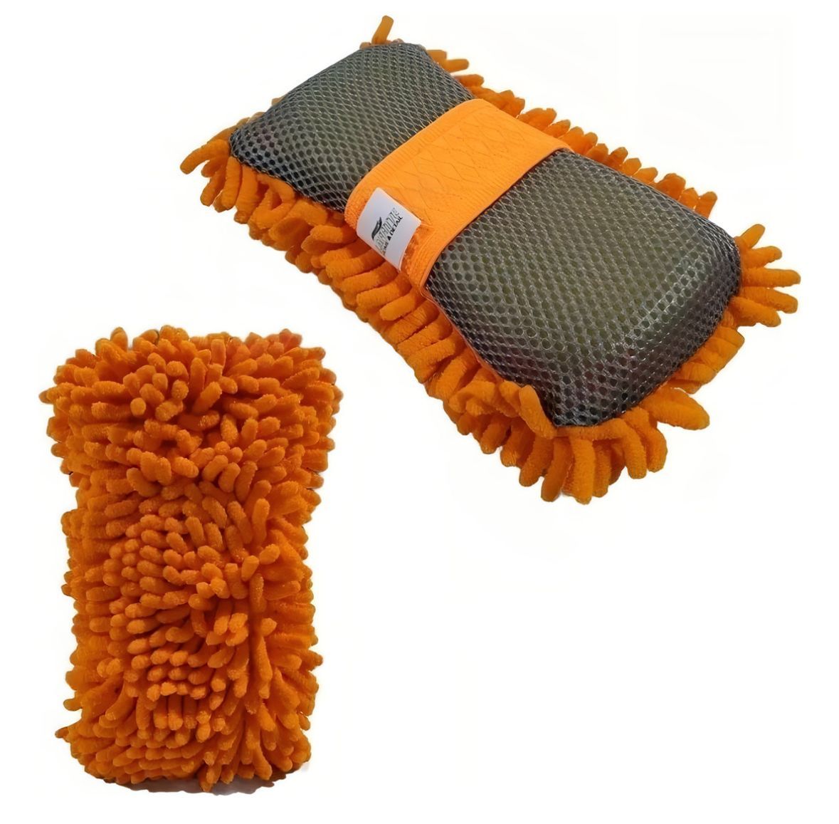 Esponja de lavado de coches de color negro con etiqueta.