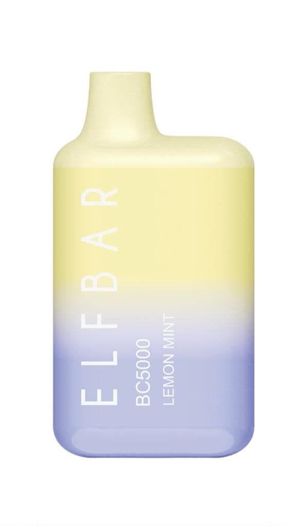 Elf Bar BC5000 Lemon Mint disposable vape, yellow to purple gradient.