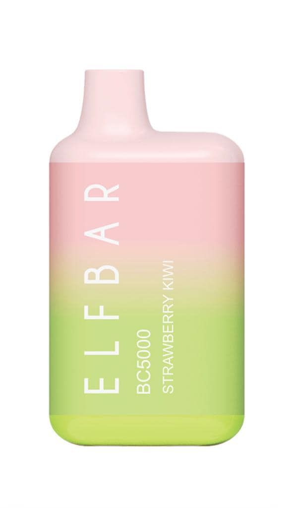 Pink and green Elf Bar BC6000 disposable vape, Strawberry Kiwi flavor.