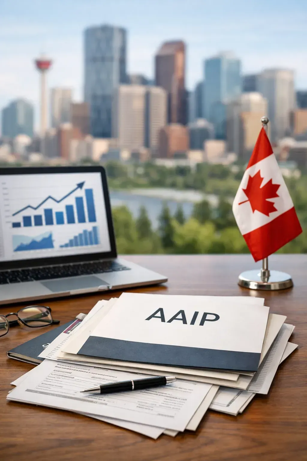 Alberta AAIP Draws documents on a desk