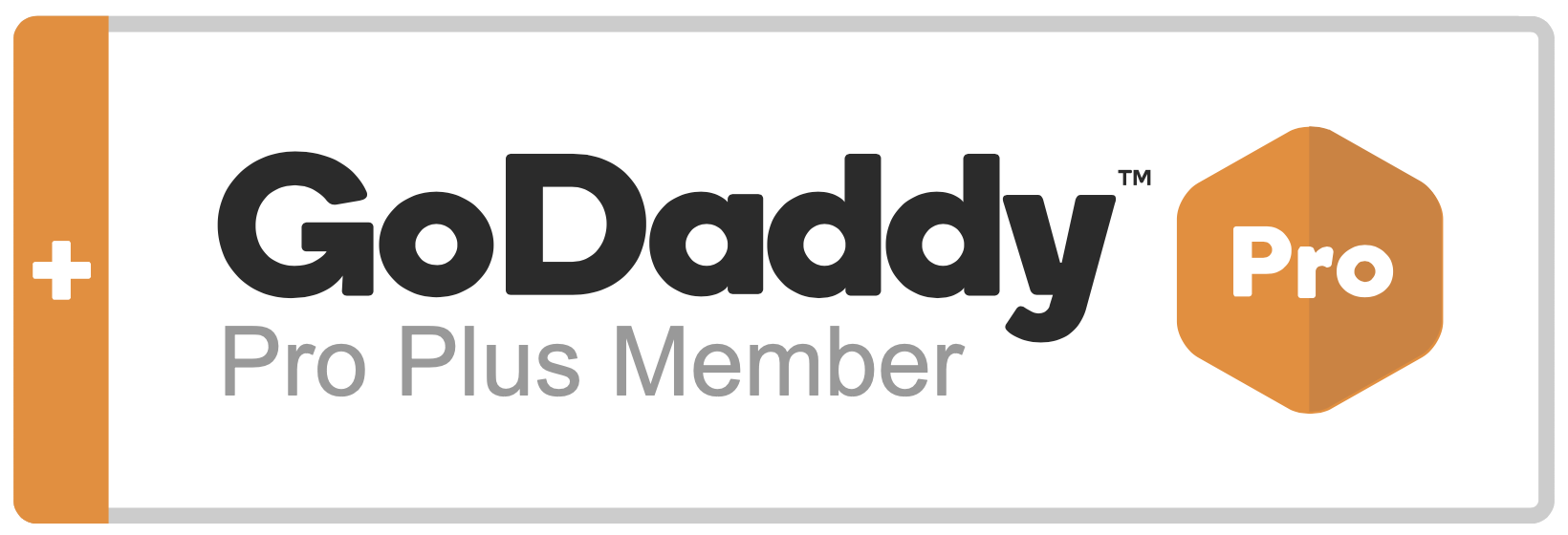 The godaddy pro plus member logo is shown on a white background.