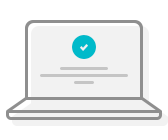 a laptop computer with a check mark on the screen .