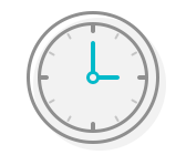 a white clock with a blue hand on a white background .